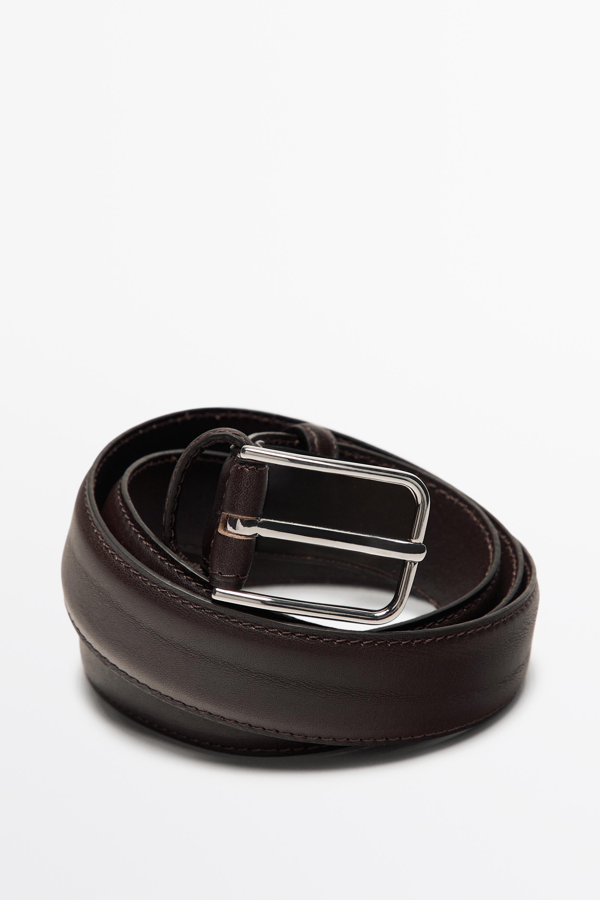 Nappa leather belt with double keeper